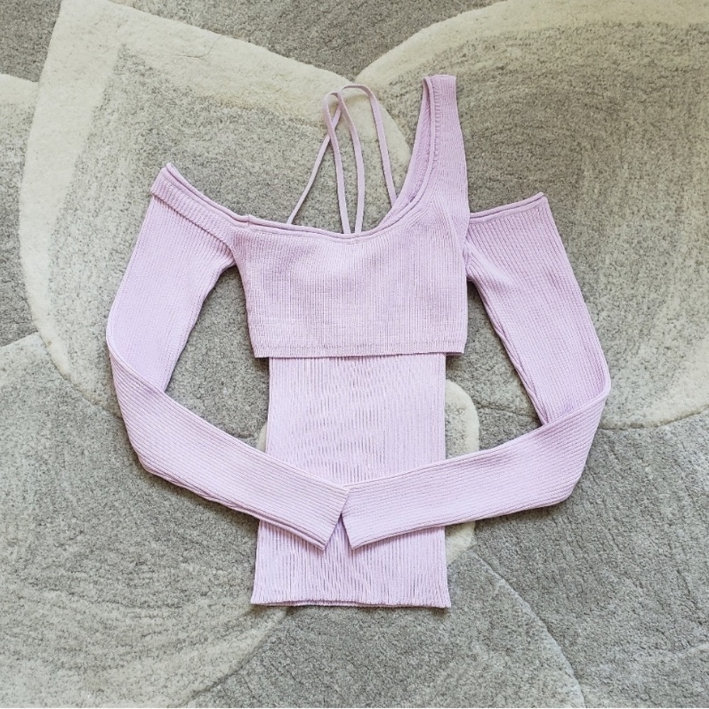 JACQUEMUS La Maille Figuerolles in Pink - Off shoulder sweater - Sz Small / 36